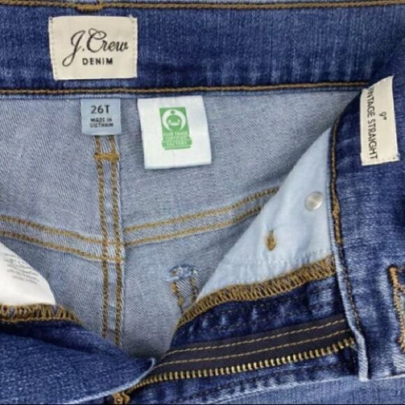 I.Crew 9" Vintage Straight Denim Bleached Raw Heam - Picture 2 of 6